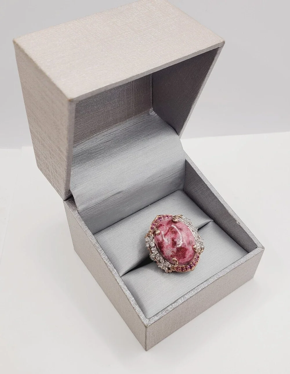 Norwegian Thulite Rose Gold - Platinum - 925 Sterling Silver Statement Ring